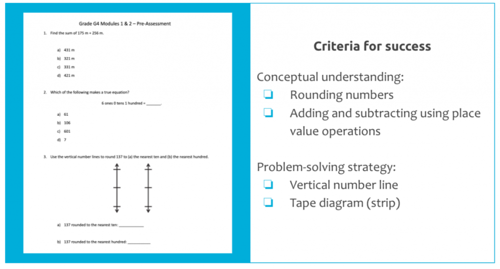 Criteria for success Conceptual understanding: Rounding numbers Adding and subtracting using place value operations Problem-solving strategy: Vertical number line Tape diagram (strip)